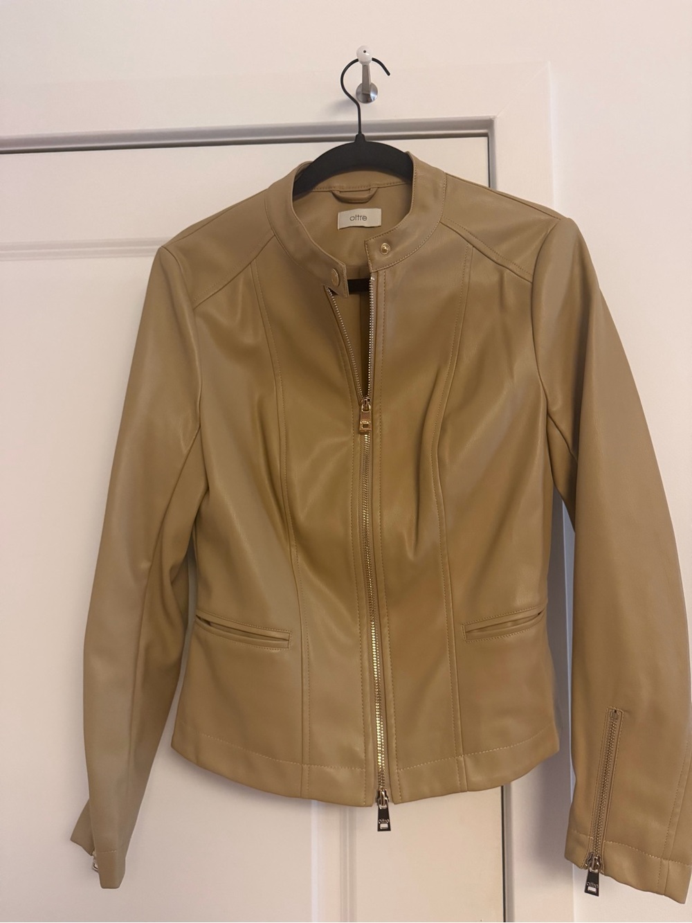 Women's Vegan Leather Jacket in Camel-Tan